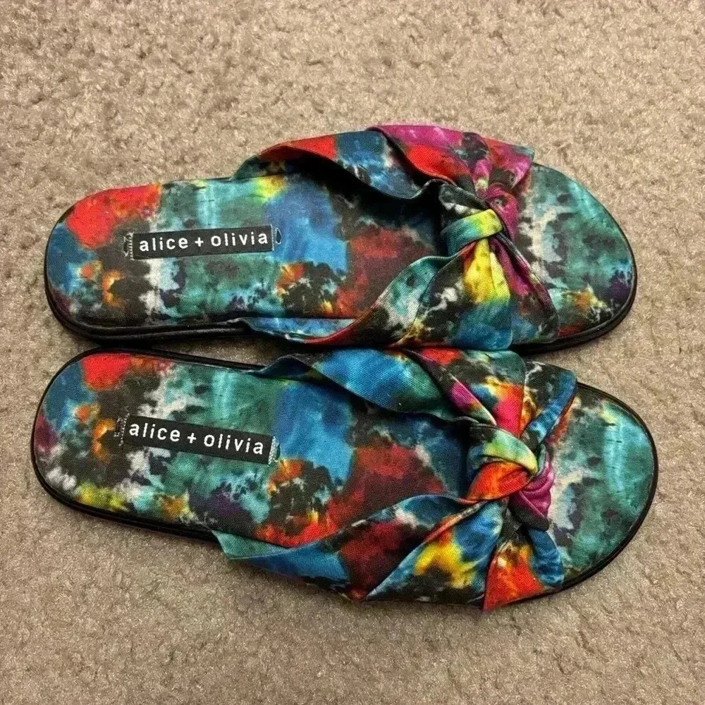 Alice + Olivia Pabla Knotted Tie Dye Cotton Sandals